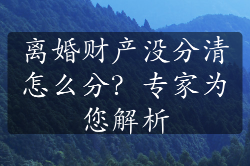 离婚财产没分清怎么分？专家为您解析