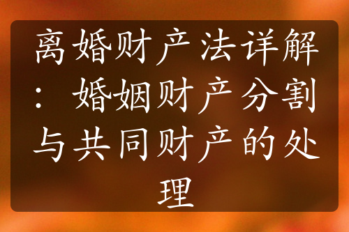 离婚财产法详解：婚姻财产分割与共同财产的处理