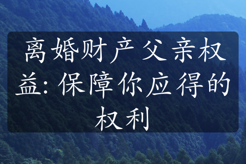 离婚财产父亲权益: 保障你应得的权利