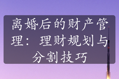 离婚后的财产管理：理财规划与分割技巧