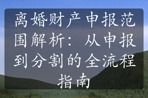 离婚财产申报范围解析：从申报到分割的全流程指南