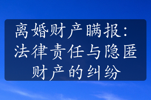 离婚财产瞒报：法律责任与隐匿财产的纠纷