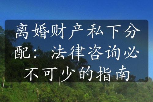 离婚财产私下分配：法律咨询必不可少的指南