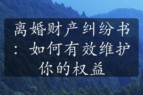 离婚财产纠纷书：如何有效维护你的权益