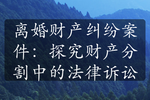 离婚财产纠纷案件：探究财产分割中的法律诉讼