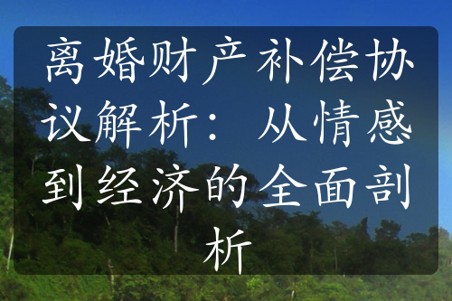 离婚财产补偿协议解析：从情感到经济的全面剖析