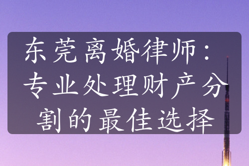 东莞离婚律师：专业处理财产分割的最佳选择