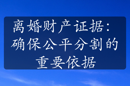 离婚财产证据：确保公平分割的重要依据