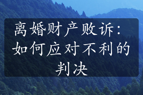 离婚财产败诉：如何应对不利的判决