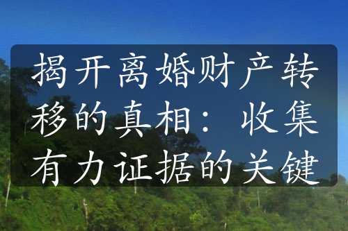 揭开离婚财产转移的真相：收集有力证据的关键