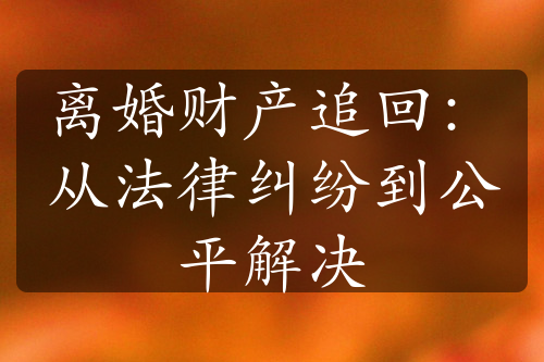 离婚财产追回：从法律纠纷到公平解决