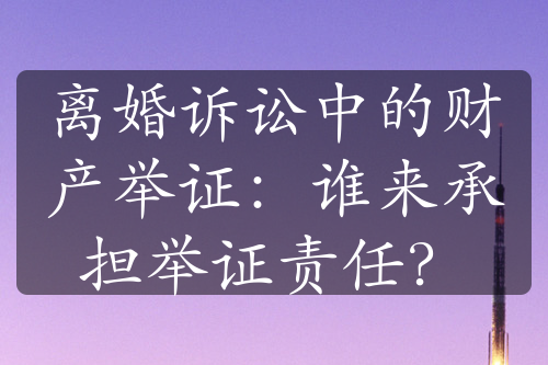 离婚诉讼中的财产举证：谁来承担举证责任？