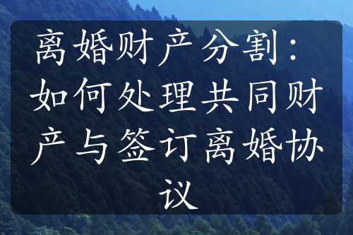 离婚财产分割：如何处理共同财产与签订离婚协议