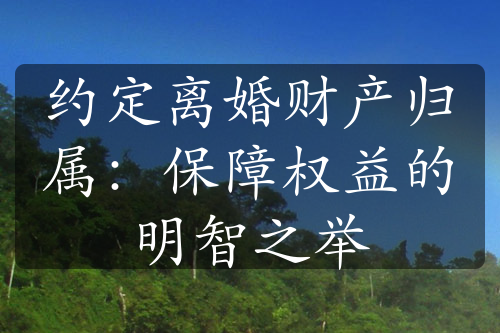 约定离婚财产归属：保障权益的明智之举