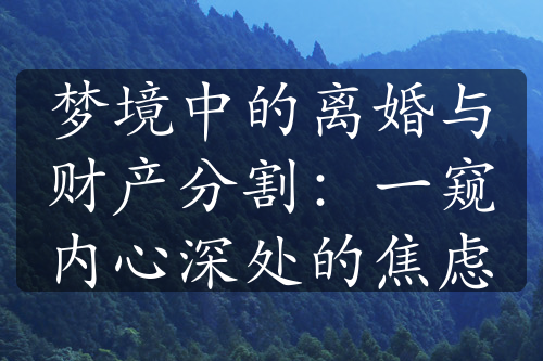 梦境中的离婚与财产分割：一窥内心深处的焦虑