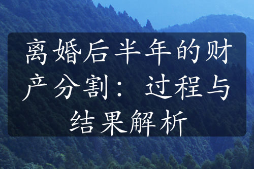 离婚后半年的财产分割：过程与结果解析