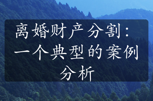 离婚财产分割：一个典型的案例分析