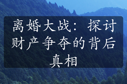 离婚大战：探讨财产争夺的背后真相