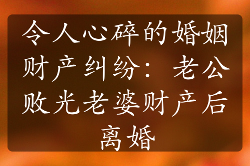 令人心碎的婚姻财产纠纷：老公败光老婆财产后离婚