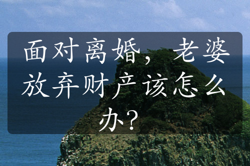 面对离婚，老婆放弃财产该怎么办？