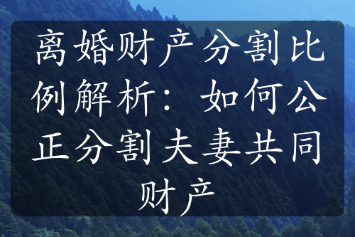 离婚财产分割比例解析：如何公正分割夫妻共同财产