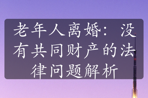 老年人离婚：没有共同财产的法律问题解析