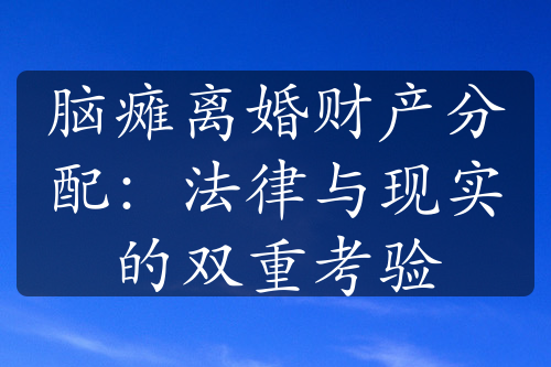 脑瘫离婚财产分配：法律与现实的双重考验