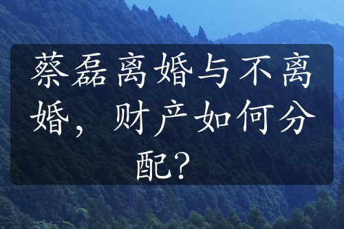 蔡磊离婚与不离婚，财产如何分配？