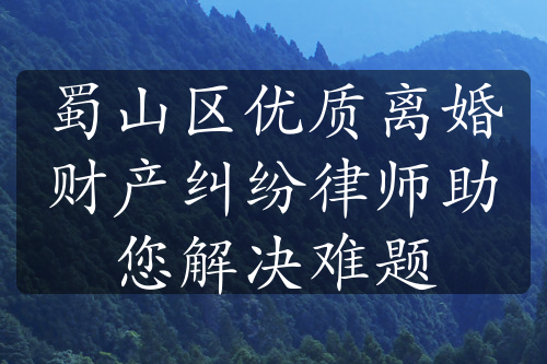 蜀山区优质离婚财产纠纷律师助您解决难题