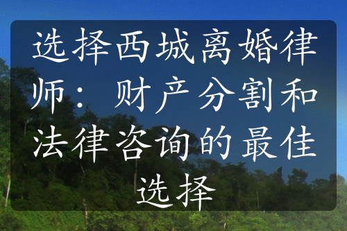 选择西城离婚律师：财产分割和法律咨询的最佳选择