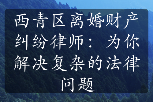 西青区离婚财产纠纷律师：为你解决复杂的法律问题