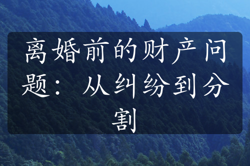 离婚前的财产问题：从纠纷到分割