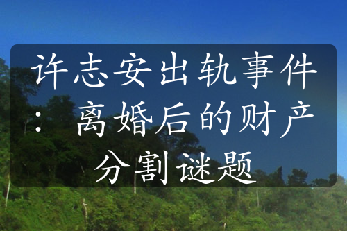 许志安出轨事件：离婚后的财产分割谜题