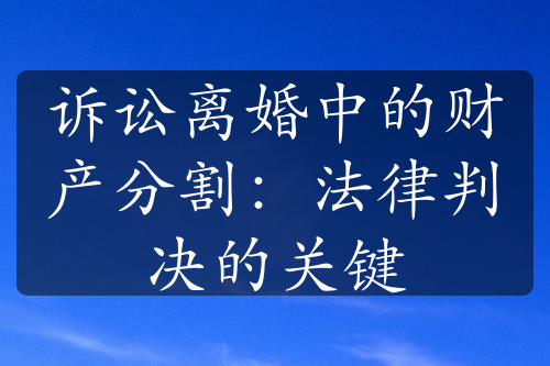 诉讼离婚中的财产分割：法律判决的关键