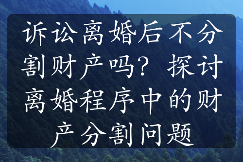 诉讼离婚后不分割财产吗？探讨离婚程序中的财产分割问题