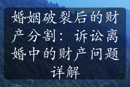 婚姻破裂后的财产分割：诉讼离婚中的财产问题详解