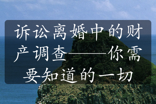 诉讼离婚中的财产调查——你需要知道的一切