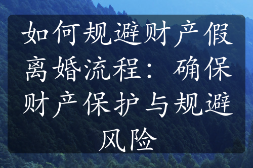 如何规避财产假离婚流程：确保财产保护与规避风险