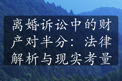 离婚诉讼中的财产对半分：法律解析与现实考量