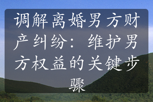 调解离婚男方财产纠纷：维护男方权益的关键步骤