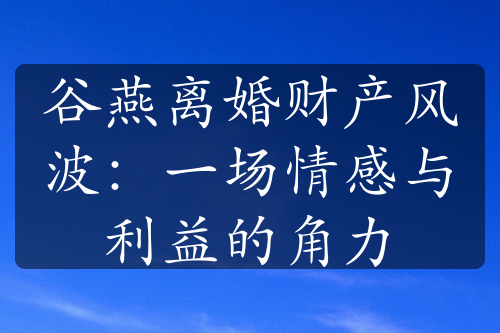 谷燕离婚财产风波：一场情感与利益的角力