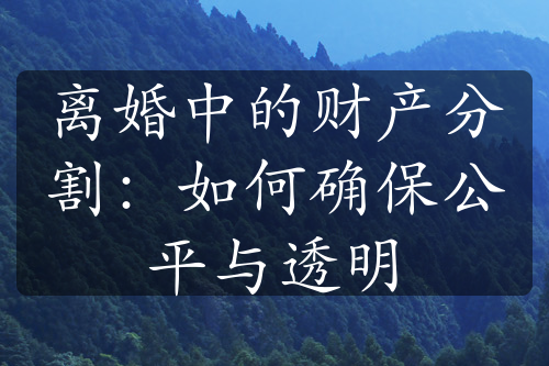 离婚中的财产分割：如何确保公平与透明