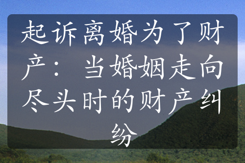 起诉离婚为了财产：当婚姻走向尽头时的财产纠纷