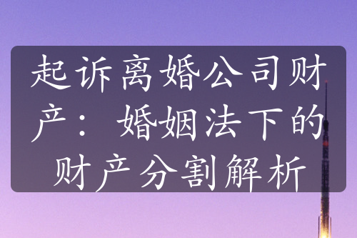 起诉离婚公司财产：婚姻法下的财产分割解析