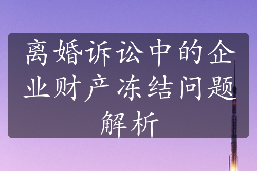 离婚诉讼中的企业财产冻结问题解析