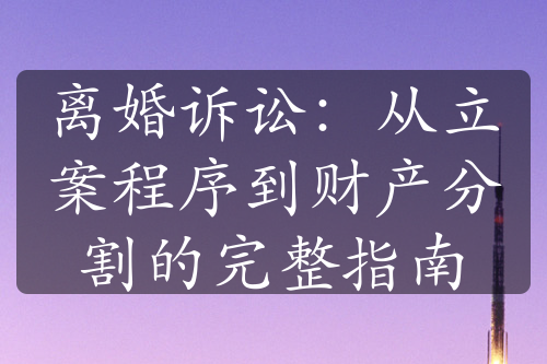 离婚诉讼：从立案程序到财产分割的完整指南