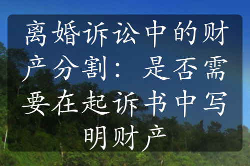 离婚诉讼中的财产分割：是否需要在起诉书中写明财产