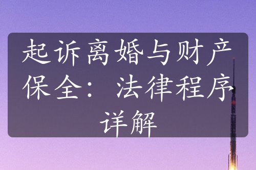 起诉离婚与财产保全：法律程序详解