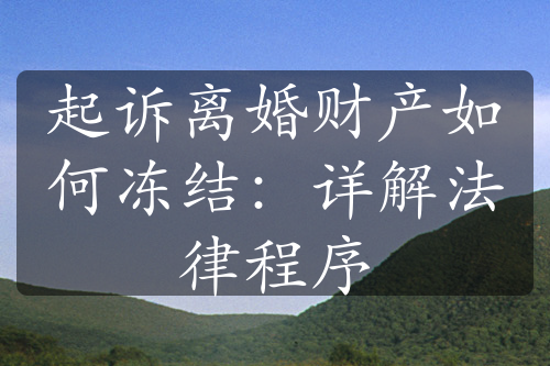 起诉离婚财产如何冻结：详解法律程序