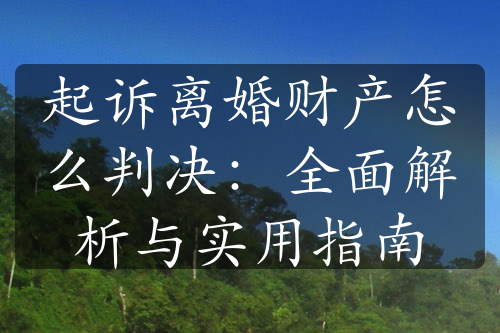 起诉离婚财产怎么判决：全面解析与实用指南